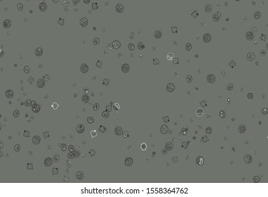 Light Gray vector background with tasty food. Colorful decorative design of snacks in doodle style. Pattern for ads of breakfast, lunch, dinner.