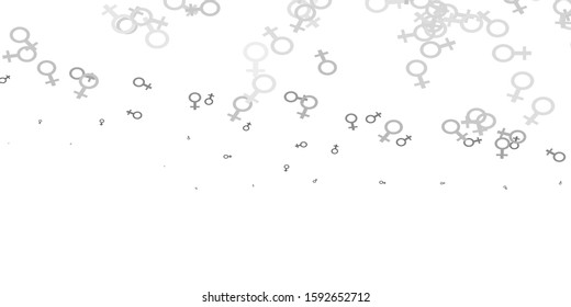 Light Gray vector background with woman symbols. Illustration with signs of women's strength and power. Design for landing pages.