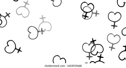 Fondo vectorial gris claro con símbolos femeninos. Ilustración con signos de fuerza y poder de las mujeres. Mejor diseño para mostrar el poder de las mujeres.