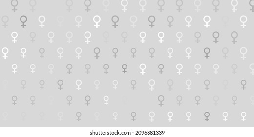 Fondo vectorial gris claro con símbolos femeninos. Diseño simple en estilo abstracto con activismo por los derechos de la mujer. Diseño para el Día Internacional de la Mujer.