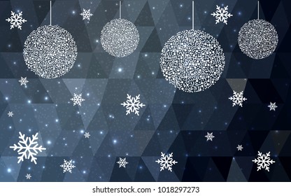 Light Gray vector christmas polygon background. Low poly Illustration consisting of triangles with snowflakes. Texture, seamless background of New Year celebration.