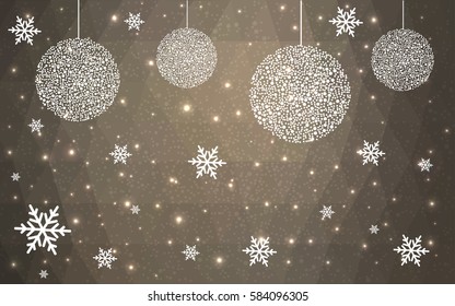 Light Gray vector christmas postcard low polygon background. Illustration consisting of triangles. Abstract triangular polygonal origami or crystal design of New Year celebration.