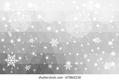Light Gray vector christmas postcard low polygon background. Illustration consisting of triangles. Abstract triangular polygonal origami or crystal design of New Year celebration.