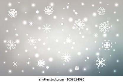 Light Gray vector cover with beautiful snowflakes. Glitter abstract illustration with crystals of ice. The pattern can be used for new year ad, booklets.