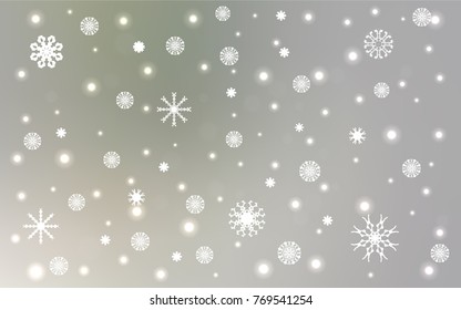 Light Gray vector cover with beautiful snowflakes. Snow on blurred abstract background with gradient. New year design for your ad, poster, banner.