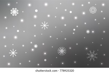 Light Gray vector cover with beautiful snowflakes. Shining colored illustration with snow in christmas style. New year design for your business advert.