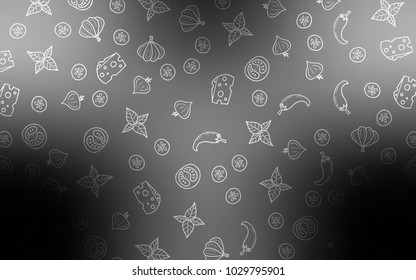 Light Gray vector cover with cuisine gourmet. Blurred decorative design of snacks in doodle style. Pattern for ads of breakfast, lunch, dinner.