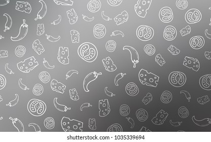 Light Gray vector cover with cuisine gourmet. Decorative shining illustration with food on abstract template. Pattern for ads of breakfast, lunch, dinner.