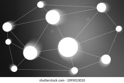 Light Gray vector cover with spots, lines. Design with connection of dots and lines on colorful background. Pattern can be used for ads, leaflets.