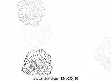 Light Gray vector doodle backdrop with leaves. An elegant bright illustration with flowers. New template for your brand book.