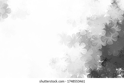 Light Gray vector doodle background with flowers Flowers in natural style on white background. Hand painted design for web, leaflets.
