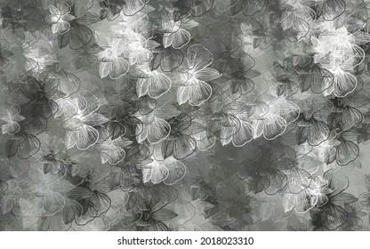 Light Gray vector doodle layout with flowers. Doodle illustration of flowers in Origami style. Elegant pattern for your brand book.