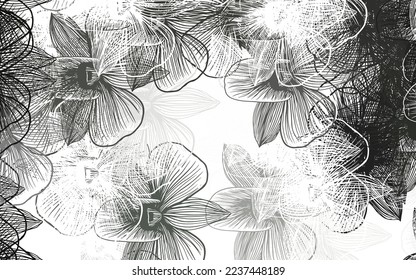 Light Gray vector doodle pattern with flowers. Doodle illustration of flowers in Origami style. Pattern for wallpapers, coloring books.