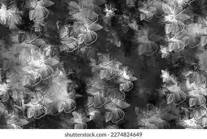 Light Gray vector doodle pattern with flowers. Flowers in natural style on white background. New design for your business.