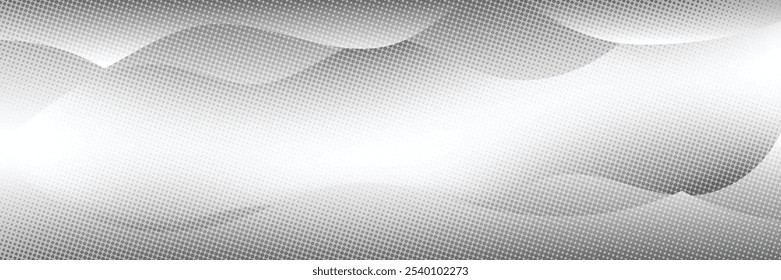 Light gray vector frame, halftone dots, wavy shapes, abstract background, vector design, banner