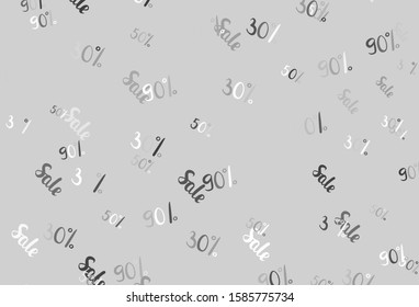 Light Gray vector layout with discount of 30, 50, 90%. Colored words of sales with gradient on white background. Backdrop for super sales on Black Friday.