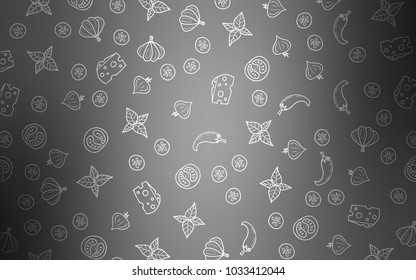Light Gray vector layout with restaurant food. Glitter abstract sketch with gourmet food. Pattern for ads of breakfast, lunch, dinner.