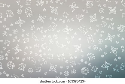 Light Gray vector layout with restaurant food. Fast Food on blurred abstract background with colorful gradient. Template for meal cooking in kitchen.
