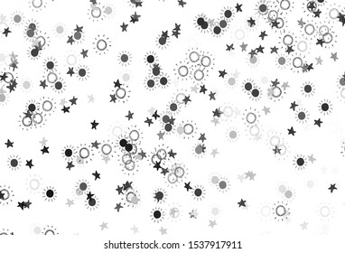 Light Gray vector layout with stars, suns. Shining colored illustration with stars, suns. Best design for your ad, poster, banner.