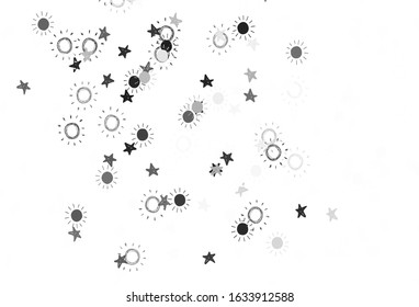Light Gray vector layout with stars, suns. Shining colored illustration with stars, suns. Template for cosmic backgrounds.
