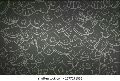 Light Gray vector layout with sweet desserts. Confections on blurred abstract background with colorful gradient. Pattern for ad, booklets, leaflets of restaurants.