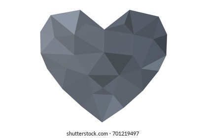 Light Gray vector love background with heart. Paper note. Valentine's greeting polygonal card. Triangular illustration for your business. Stock template for your design.