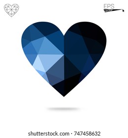 Light Gray vector love background with heart. Paper note. Valentine's greeting polygonal card. Triangular illustration for your business. Stock template for your design.