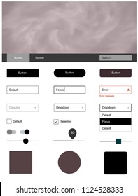 Light Gray vector Material Design Kit with stars. Modern Style guide with colorful gradient sky in its header. This template you can use for websites.
