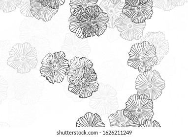 Light Gray vector natural artwork with leaves. Shining colored illustration with flowers. Template for backgrounds of cell phones.