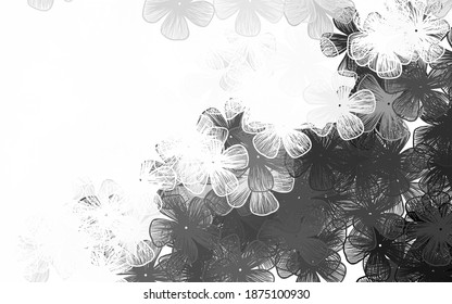 Vector de gris claro arte natural con flores Flores en estilo natural sobre fondo blanco. Diseño pintado a mano para la web, folletos.