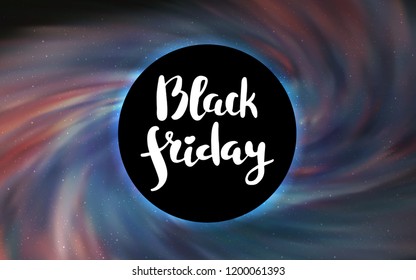 Light Gray vector pattern with a black hole, stars. Illustration with colorful milky way stars and a black hole. Backdrop for ads, leaflets of Black Friday.