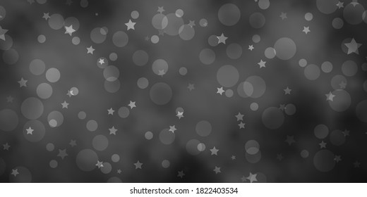 Light Gray vector pattern with circles, stars. Abstract illustration with colorful spots, stars. Texture for window blinds, curtains.