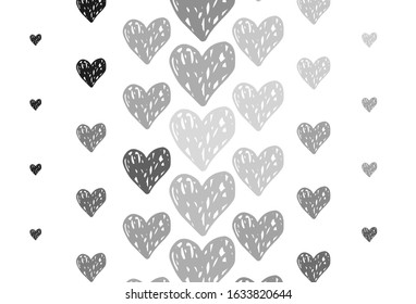 Light Gray vector pattern with colorful hearts. Decorative design with hearts in simple style . Pattern for carnival, festival romantic leaflets.