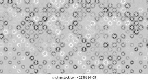 Patrón vectorial gris claro con elementos coronavirus. Símbolos de enfermedades degradadas coloridas en un estilo simple y abstracto. Diseño para la alerta de riesgo biológico.