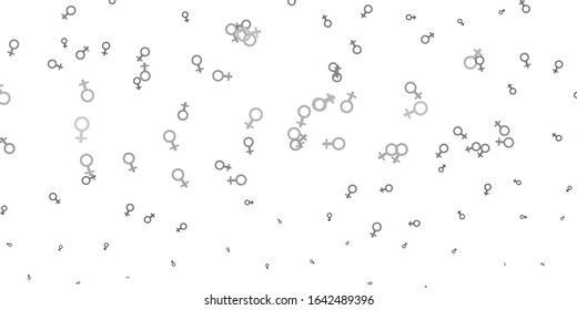 Light Gray vector pattern with feminism elements. Illustration with signs of women's strength and power. Best design to show the power of women.