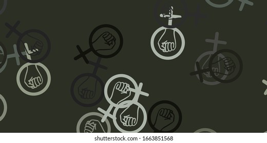 Light Gray vector pattern with feminism elements. Colorful feminism symbols with a gradient in modern style. Elegant design for wallpapers.