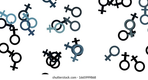 Light Gray vector pattern with feminism elements. Illustration with signs of women's strength and power. Design for International Women’s Day.