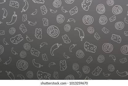 Light Gray vector pattern with fresh ingredients. Glitter abstract sketch with gourmet food. Pattern for ads of breakfast, lunch, dinner.