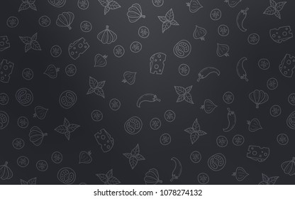 Light Gray vector pattern with fresh ingredients. Fast Food on blurred abstract background with colorful gradient. Doodle design for your business advert of cafes.