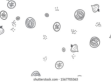Light Gray vector pattern with fresh ingredients. Glitter abstract sketch with gourmet food. Pattern for ads of breakfast, lunch, dinner.