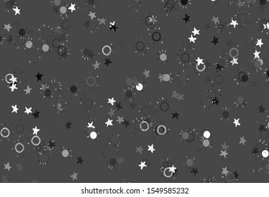 Light Gray vector pattern with simple suns, stars. Modern geometrical abstract illustration with stars, suns. Pattern for futuristic ad, booklets.