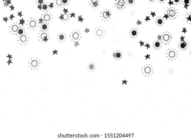 Light Gray vector pattern with simple suns, stars. Modern geometrical abstract illustration with stars, suns. Pattern for futuristic ad, booklets.