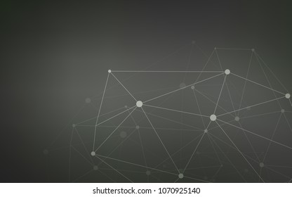 Light Gray vector pattern with spheres, triangles. Glitter abstract illustration with connection of triangle structure. Completely new template for your brand book.