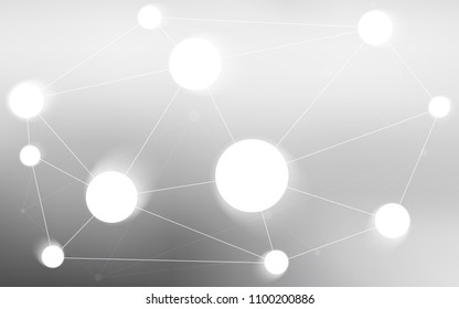 Light Gray vector pattern with spheres, triangles. Glitter abstract illustration with connection of triangle structure. Pattern can be used as texture of wallpapers.