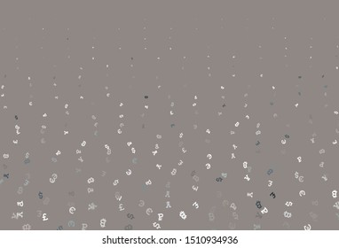 Light Gray vector pattern with symbols of currency. Abstract illustration with colored financial digital symbols. Pattern for trader ads, booklets, leaflets.
