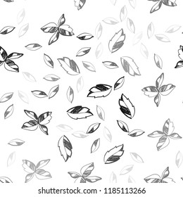 Light Gray vector seamless abstract backdrop with leaves. A vague abstract illustration with leaves in doodles style. Pattern for design of window blinds, curtains.
