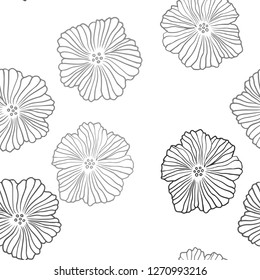 Light Gray vector seamless abstract background with flowers. Colorful illustration with flowers in doodle style. Texture for window blinds, curtains.