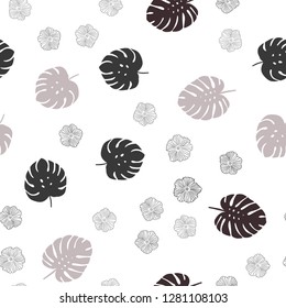 Light Gray vector seamless abstract background with flowers, leaves. Colorful abstract illustration with leaves in doodle style. Design for wallpaper, fabric makers.