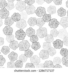 Light Gray vector seamless abstract background with flowers. Flowers with gradient on white background. Texture for window blinds, curtains.