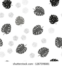 Light Gray vector seamless abstract background with flowers, leaves. Leaves and flowers with gradient on white background. Template for business cards, websites.